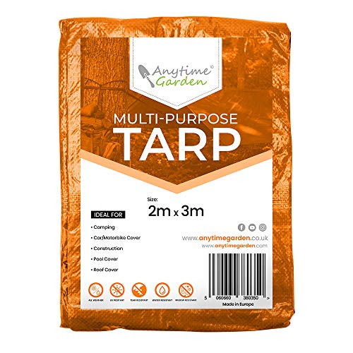 Telone resistente arancione  2 m x 3 m resistente impermeabile con occhielli per coprire mobili da giardino, campeggio, copertura tetto e molto altro  100 g/metro quadrato