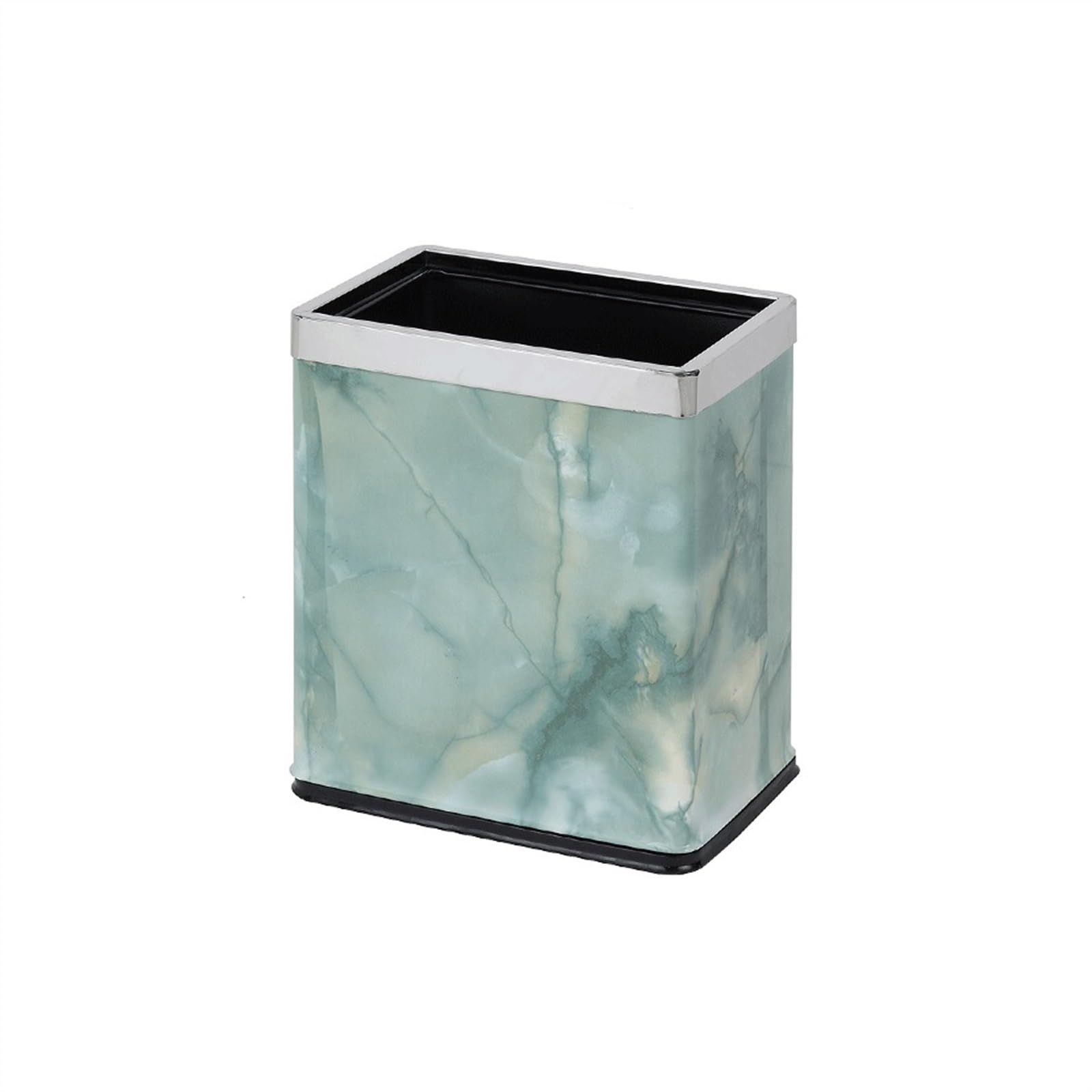 Cubo de Basura Papelera de Tapa Abierta, Papelera de Acero Inoxidable, Papelera de Cocina Cuadrada, Papelera for el hogar, la Cocina y la Oficina Cubo de Reciclaje(Green Stone Texture)