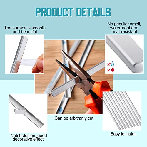 20 Pcs 12 Inch Peel And Stick Aluminum Tile Trim Self Adhesive Decorative Molding Kitchen Backsplash Protective Edge Siding Corner Cap For Wall Corner Home Bathroom (Silver) #TOP3