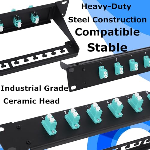 Panneau de brassage 1U avec 12 adaptateurs LC OM3 multimode pour rack 19 pouces - 3
