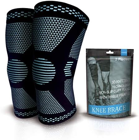 2 Pack Knee Compression Sleeve – Knee Brace for Men & Women, Knee Support for Working Out, Running, Basketball, Gym, Weightlifting, Workout, for Arthritis Joint Pain Relief, Size M