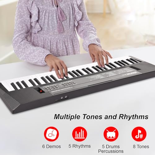 Hanzete 61 Touches Clavier Électronique Piano Double Haut-parleurs 8 Tons 5 Rythmes 5 Tambours Percussions 6 Démos Instrument de Musique avec Microphone 2 Mode Alimentation Portable Musique Piano - Les Beatles, Paul McCartney, John Lennon, RIngo Starr, George Harrison Hanzete 61 Touches Clavier Électronique Piano Double Haut-parleurs 8 Tons 5 Rythmes 5 Tambours Percussions 6 Démos Instrument de Musique avec Microphone 2 Mode Alimentation Portable Musique Piano – Image 7