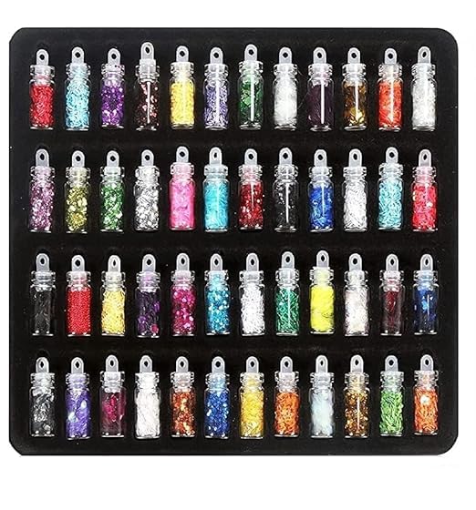 Nail Art Kit Combo with Glitter Powder, Dotting Tools & Brushes – DIY Nail Design Set (Combo 1)