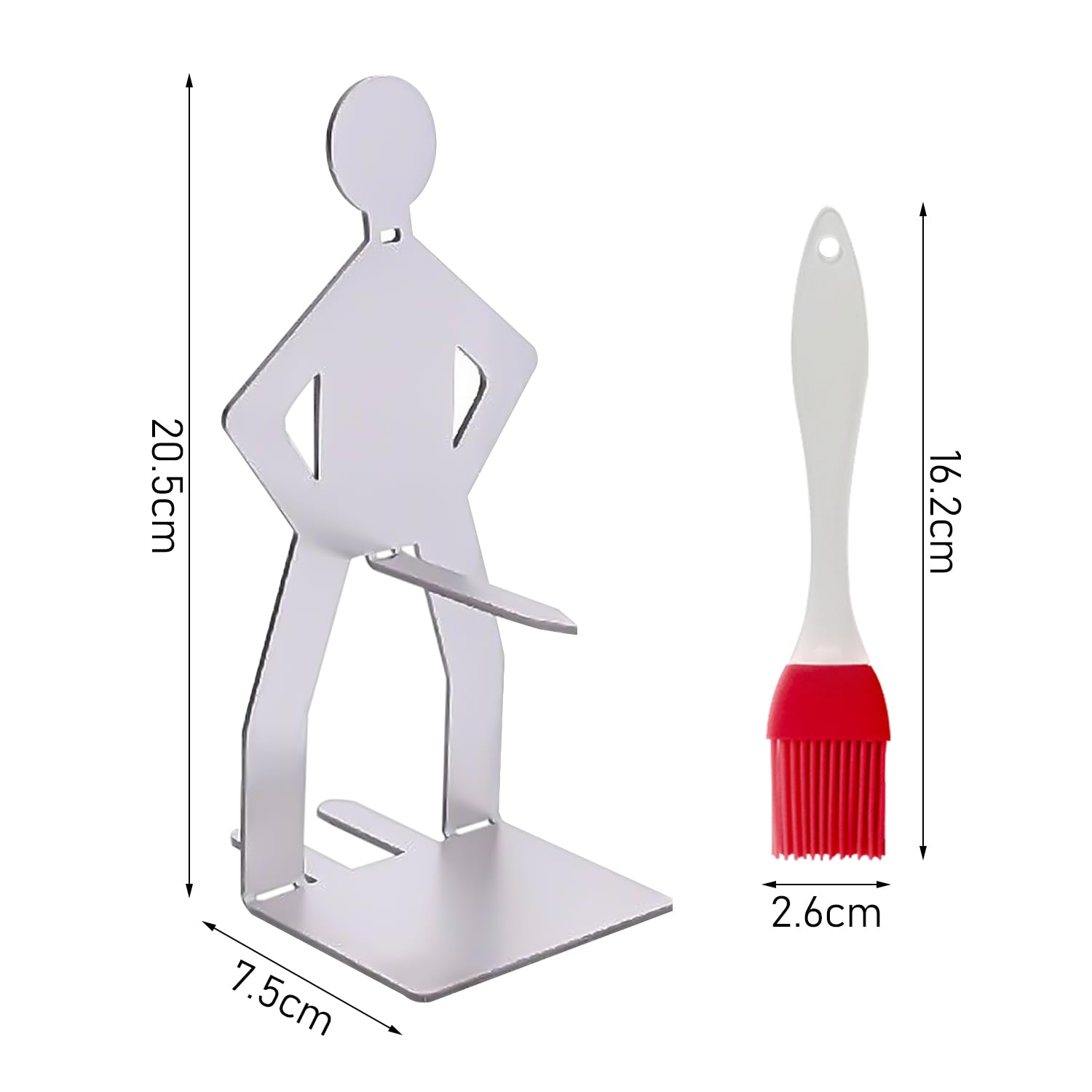 WUFGWBD 3-Piece Stainless Steel Barbecue Sausage Rack & 1-Piece Silicone Oil Brush, Silver, Grilling Accessories - Image 2