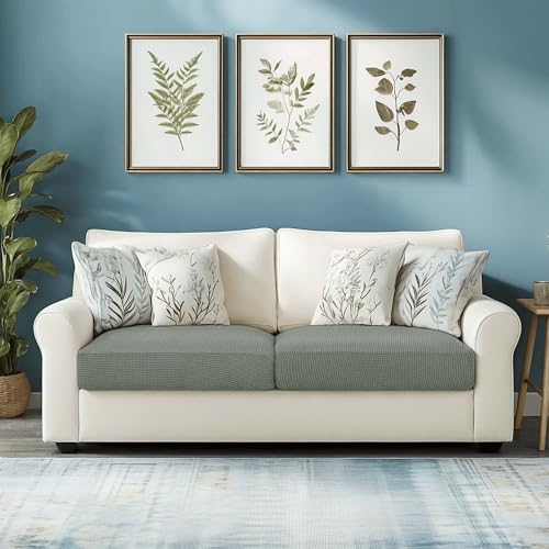 Image of CHUN YI 2PC Stretch Couch Cushion Covers, Individual Sofa Seat Slipcovers Suitable for Armchair Loveseat Sofa with Spandex Jacquard Fabric(2pc,Dove Grey)