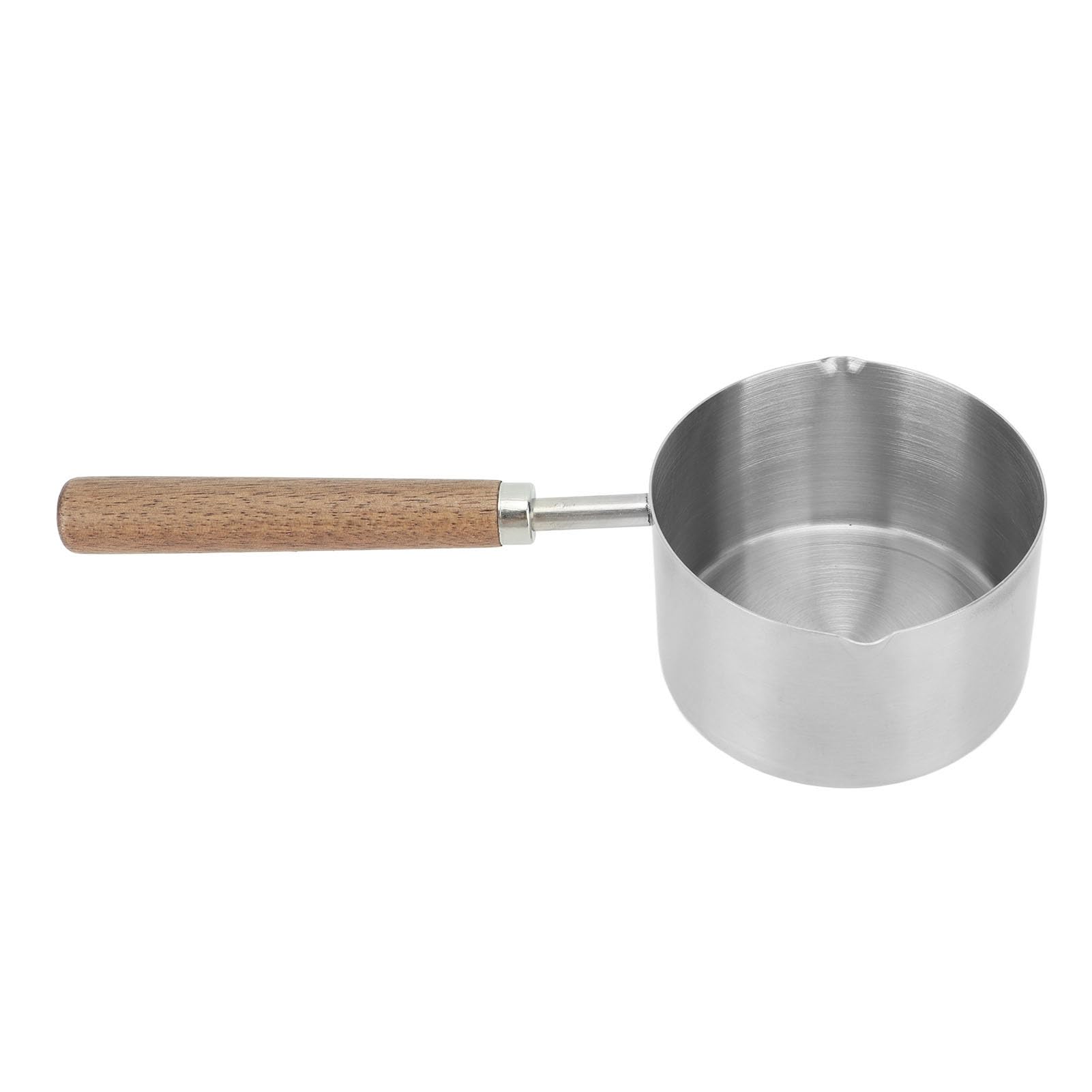 Karlak Mini Rondelek [Marka] Podgrzewacz do Masła Mlecznego Podgrzewacz do Masła Garnek Sosu Stal Nierdzewna 304 200 Ml Przenośny Uchwyt z Orzecha Włoskiego Zapobiega Oparzenio