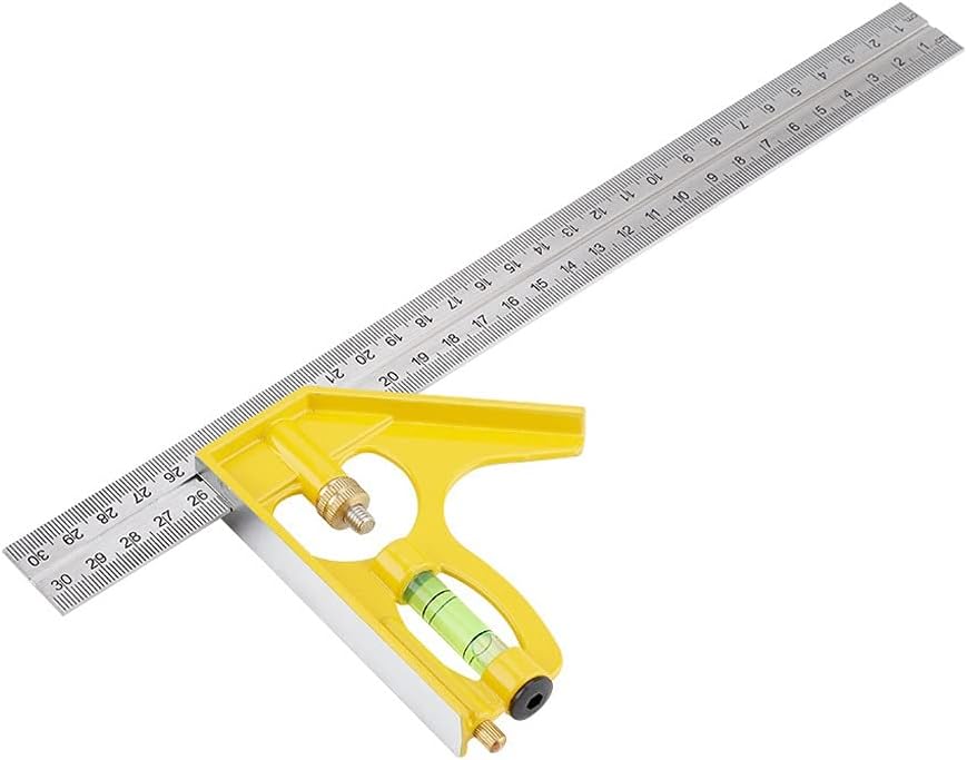 JSEIAJB 300mm Carpenter Adjustable Combination Square Angle Ruler Multifunctional Gauge with Bubble Level for Woodworking