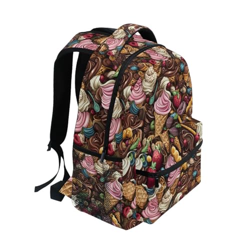 Strawberry Ice Cream Chocolate Backpack for School Boys Girls Adults Kids Bookbag Laptop Bag 15L2