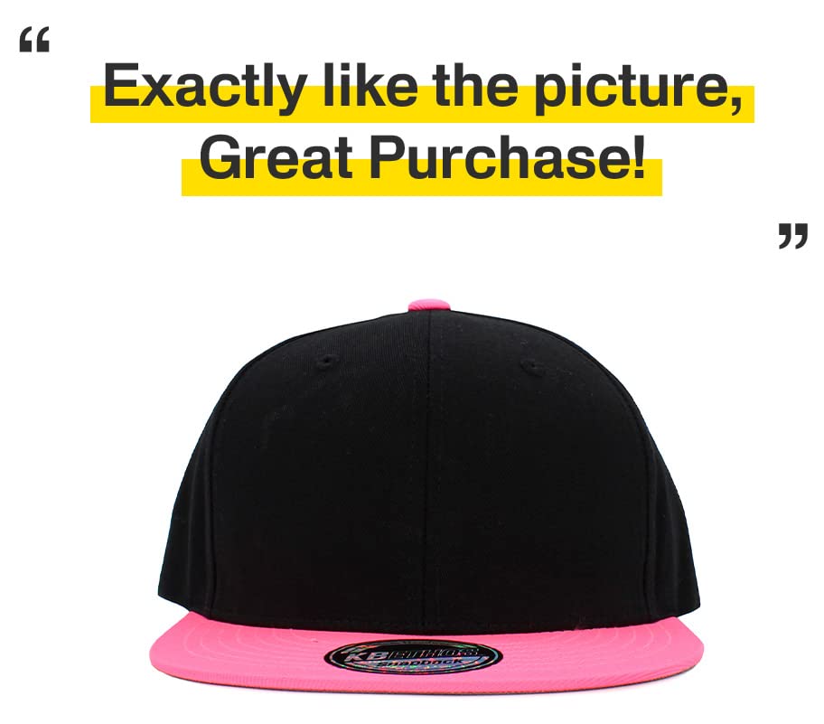 Image of KBETHOS Classic Snapback Hat Blank Cap Underbrim Cotton Wool Blend Flat Visor Adjustable Unisex