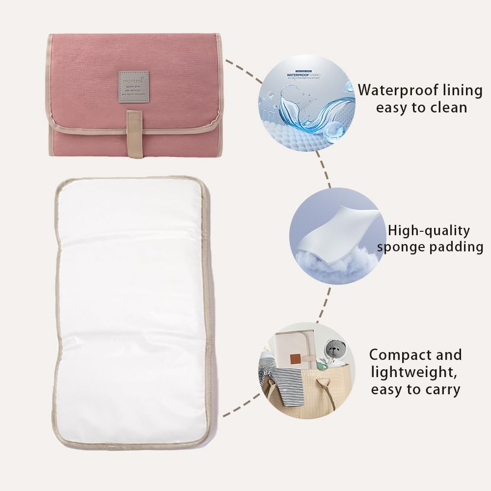 Portable Changing Mat Baby,Foldable Waterproof Lightweight Travel Changing Pad with Soft Cushioned Layer - Image 4