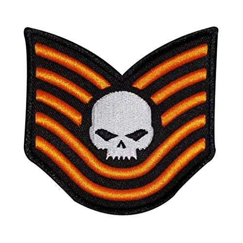 Image of Motohog Unique Embroidered Iron & Sew on Patch for Denim Jacket (Sergeant Skully, Multicolor) 3.5X3.5.7 inches