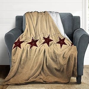 Cozy Flannel Blanket for Men Women Compatible with Brown Vintage Rusty Stars Primitive Country Rustic Primitives Fuzzy Blankets Personalized Throw Blanket for Sofa Couch Bed Birthday