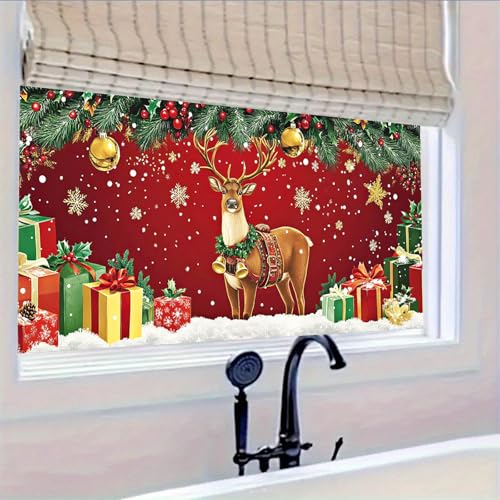 Vinilo Decorativo de Navidad con Reno y Campanas 39.3x17.7 in miniatura 5