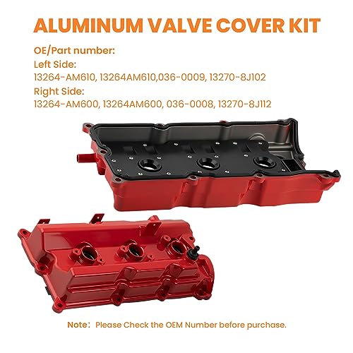 Image of maXpeedingrods Upgrade Aluminum Cylinder Head Engine Valve Cover Left & Right, for Infiniti FX35 G35 M35, for Nissan 350Z, VQ35DE 3.5L V6 2003-2008, Replace# 13264-AM610, 13264-AM600, with Gasket Kit