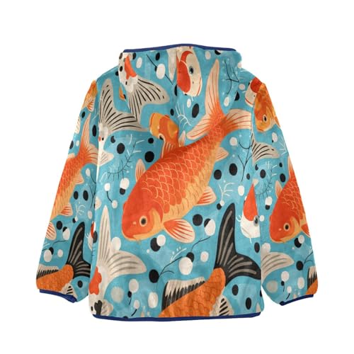 Colorful Fish Swimming in Water Toddler Fleece Jacket Girl Boys Hooded Fleece Jacket Coat Warm Outwear Zip-up 3-10T2