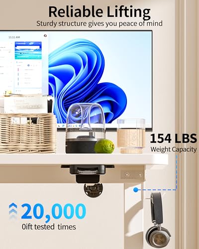 Image of Okin Electric Standing Desk 31.5x19.7 Inches Small Computer Desk-Whole Piece Stand up Desk with Wheels Gaming Rolling Home Office Desks, White