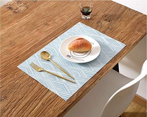 Image of YELONA Placemats for Dining Table - Heat Resistant, Non-Slip & Washable PVC Vinyl Table Mats - Set of 8, 45 x 30 cm (Ocean Blue)