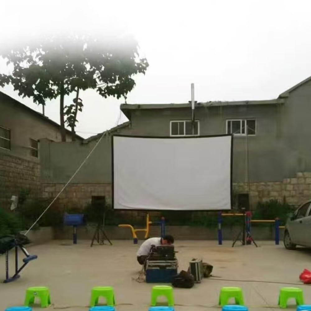 Grande Schermo Proiettore 100" 200" 16:9 Pieghevole Telo Proiettore Anti Rughe, Schermo di Proiezione Doppia Faccia Lavabile per Teatro Ufficio(200inch)