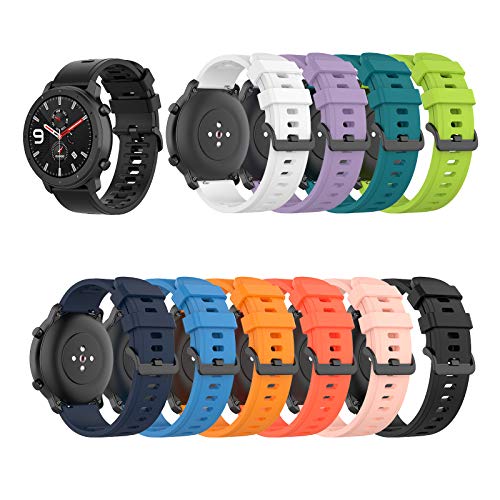 Chofit Silicone Band Compatible with Fossil Gen 5E 44mm Band Replacement 22mm Soft Watch Band Straps Compatible with Amazfit GTR 47MM/Fossil Gen 5 Garrett HR,Women Man (Multicolor-10P)