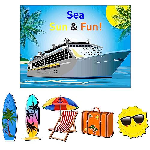 Image of Kanayu 6 Pcs Sun Cruise Door Decorations Magnetic Large Ship Decorations Magnets Anchor Cruise Decor Car Fridge Magnet Decal for Carnival Stateroom Door