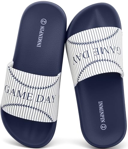 INMINPIN Kids Boys Girls Ball Sprots Slides Sandals Ultra Comfortable Beach Pool Shower Shoes House Slide Indoor Outdoor for Sports Fan