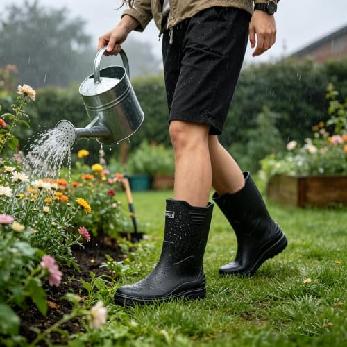 Image of Waterproof Rain Boots for Women & Men Non-Slip Slip On Garden Outdoor Shoes | Fishing Shoes for Men,Easy to Clean, Suitable for Farming and Commuting