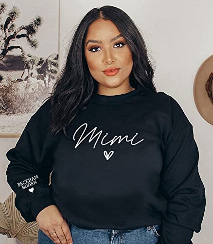 NAZENTI Personalized Embroidered Mama Sweatshirt, Mom Sweatshirt, Custom Mama with Children's Name on Sleeve, Mother's Day 5