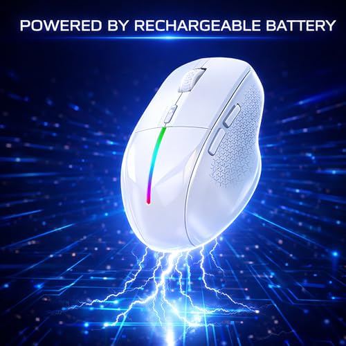 Image of Ant Globe 50 Rechargeable Wireless Optical Mouse| Dual Mode BT & 2.4GHz USB | 3200 Adjustable DPI, 6 Buttons, 50Hr Battery Life| Lightweight Ergonomic Design for Laptop, PC, Mac,Tablet &Mobile White