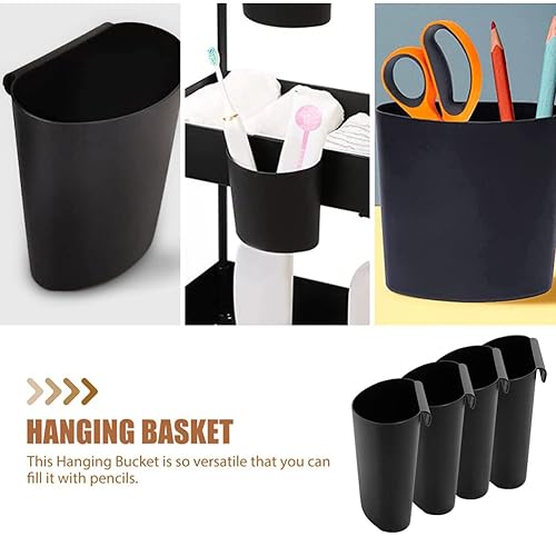 Miniatura 4 de STOBOK Cesta de almacenamiento de 4 piezas, contenedor de mesa, papelera de pared, soporte para lápices, bote de basura compacto, papelera rodante,