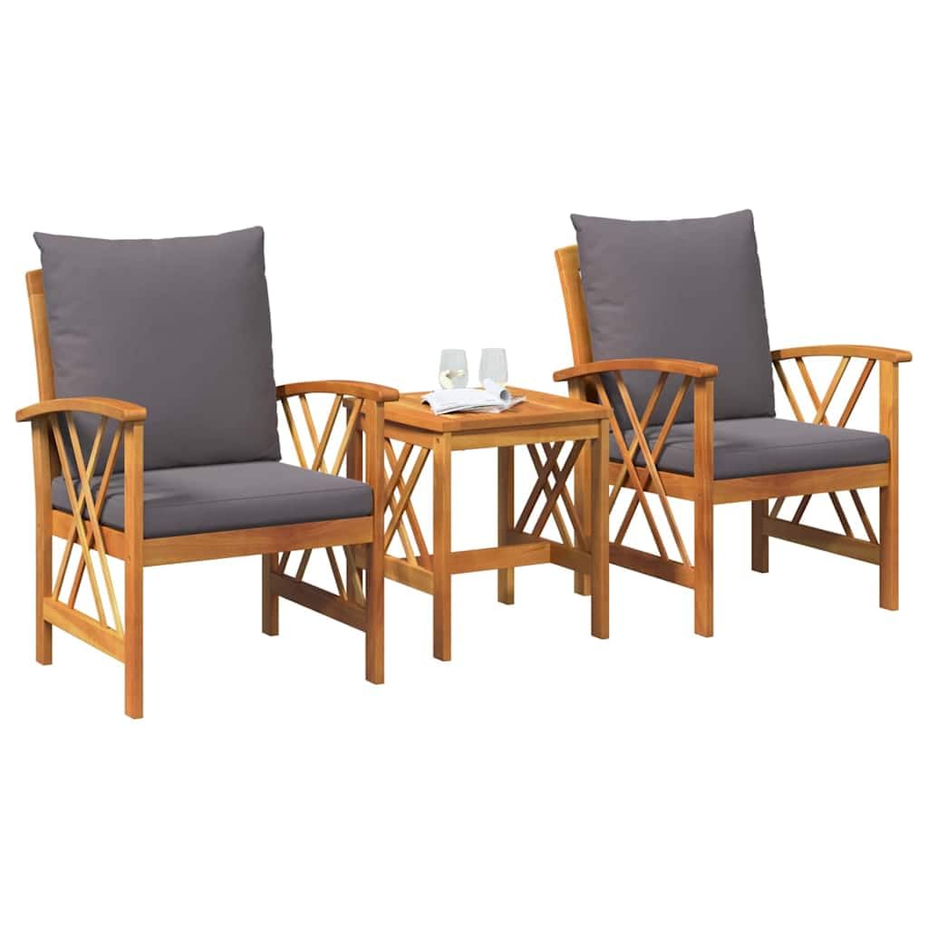 vidaXL Gartensofa-Set mit Kissen 3 pcs Öl-Natur Massivholz Akazie, Garten und Terrasse, modernes Outdoor Lounge-Set, wetterfestes Sofa, Akazienholz Möbel, schicke Terrassenmöbel