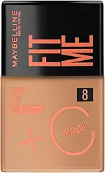 Maybelline NY Fit Me Fresh Tint Base Líquida, Proporciona Efeito Glow Natural, Controla a Oleosidade e Uniformiza a Pele com Vitamina C e FPS 50, Cor 08, 30ml