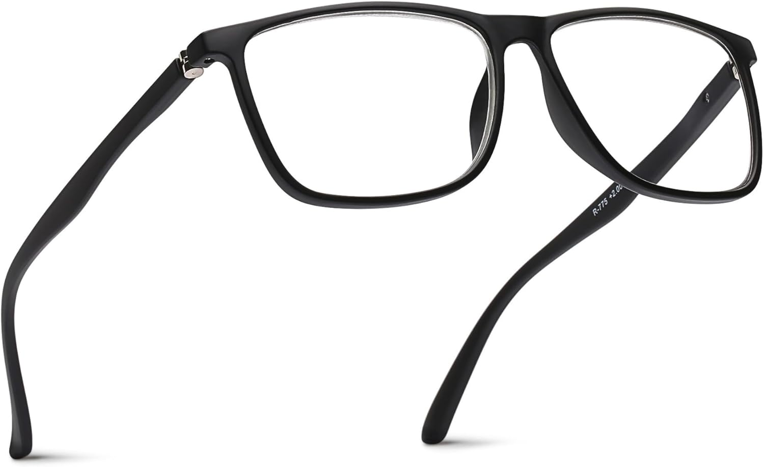 2SeeLife Durable Large TR-90 Reading Glasses for Men – Medium-Wide Fit, Flexible Sturdy Frame, Spring Hinges, Premium Readers, Black Matte, +2.25