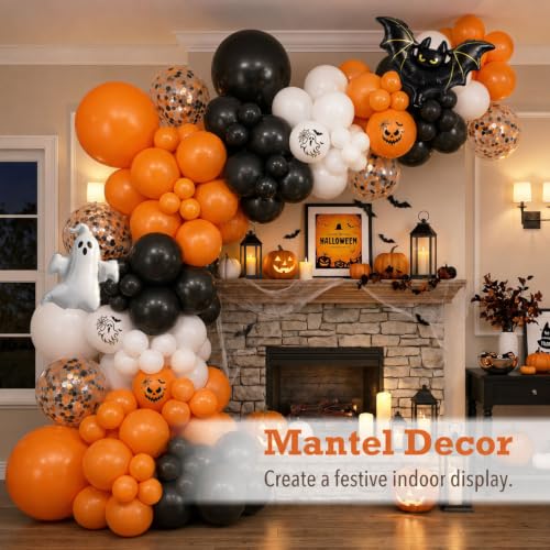 Image of Halloween Balloon Arch Kit, Ghost & Bat Foil Balloons, 127 Balloons