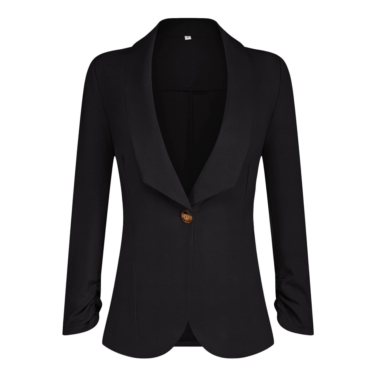 PrinStory Blazer damski 3/4, marszczone rękawy, marynarka biznesowa, do biura, marynarka sportowa, trencz