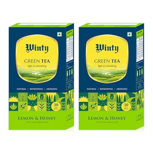 Image of Winty Lemon & Honey Green Tea - Pack of 2 (30 Bags Each) | Aromatic Blend | Authentic Wellness Ingredients | For Weight Management, Immunity and Detox | Herbal Tea with No Preservatives