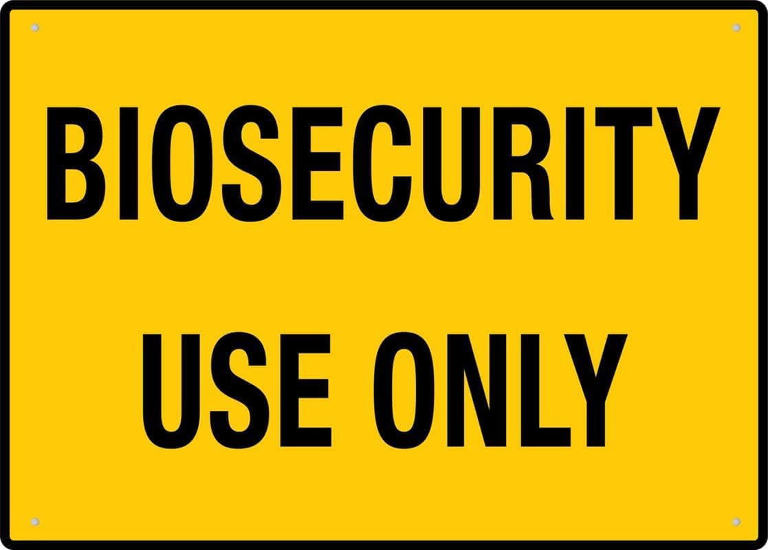 Biosecurity Use Only Rust Free Aluminum Tin Sign - Warning Decor with Pre-Drilled Holes for Indoor-Outdoor Lab, Farm, Veterinary Clinic Biosecurity Zone - 8x12 Inch​