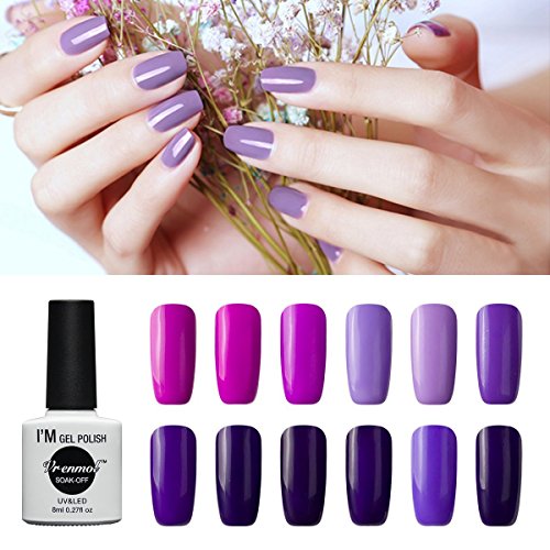 Vrenmol Gel Nail Polish Set 12pcs Purple Soak off UV LED Nail Polish Nail Lacquers Nail Art Manicure Kit
