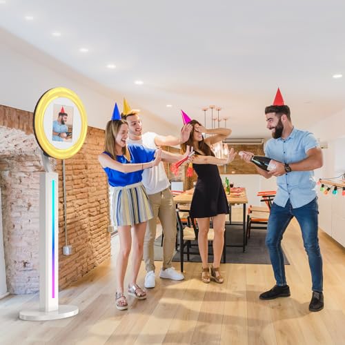 Image of Portable Photo Booth Compatible with Any Ipad, 2 Months ChackTok PhotoBooth VIP Member,RGB Music Sync, Software APP,Remote Control, Ring Light,Selfie Photo Booth with Flight Case White