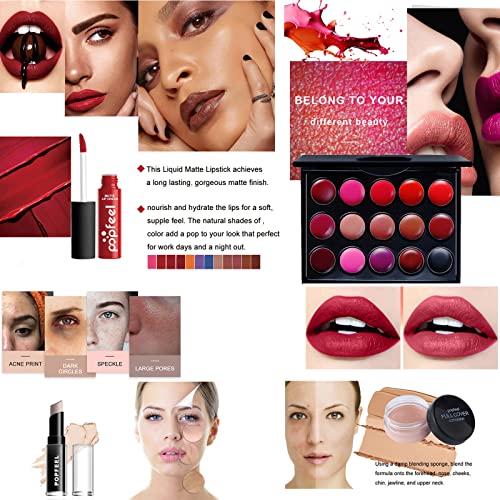 BrilliantDay 24 stuks multifunctionele make-up-set all-in-one make-up-set cosmetica-palet, starterkit, lipgloss, blush kwast, oogschaduw-palet, sterk gepigmenteerd, voor vrouwen en meisjes - Image 5