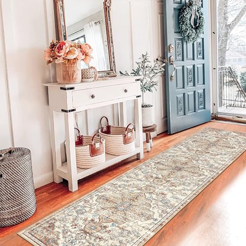 Pauwer Boho Hallway Runner Rug 2x8 Washable Entryway Area Rugs Non Slip Farmhouse Vintage Floor Mat Carpet Runner for Hallways Laundry Room Kitchen Bathroom Bedroom