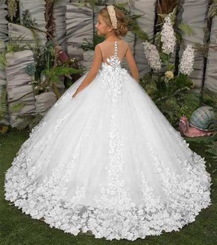 Lace Flower Girl Dress for Wedding Princess Pageant Dresses First Communion Girls Puffy Tulle Ball Gown Party Formal Dress3