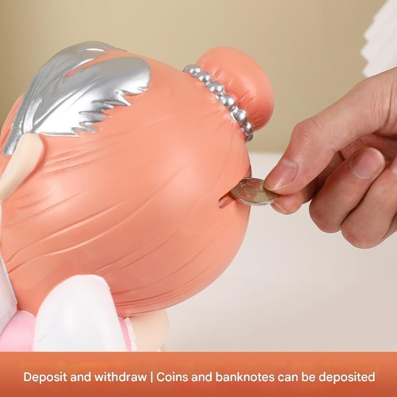 Image of Money Saving Bank with Coin Slot / /Creative Cartoon Design Money Bank / /Plastic Piggy Bank for Boys & Girls (Pack of 1) (Sleeping Angel - Blue)