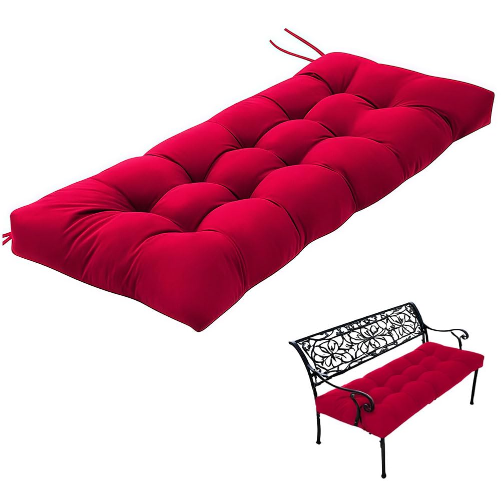 Indoor/Outdoor Bench Cushion Cotton Garden Furniture Loveseat Cushion, Patio Wicker Seat Cushions for Lounger Garden Furniture Patio Lounger Bench (Wine Red, 39.3 * 19.6in)-image-19