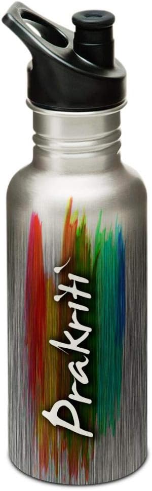 Hot Muggs® "Prakriti" Me PaintBrush Stainless Steel Sports Cap Water Bottle, 600ml