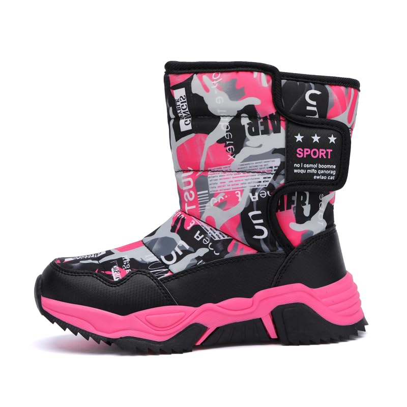 Girls & Boys Fleece-Lined Waterproot Snow Boots Flexible Anti-Slip Sole, Adjustable Fit & Easy Closure Outdoor Activity2