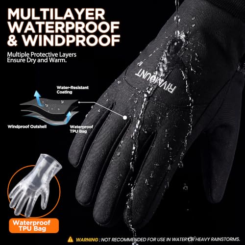 Image of rivmount Winter Waterproof Ski Snow Warm Gloves for Women Men, Windproof Cold Weather Thermal with Touchscreen Fingers, for Running Driving Cycling Hiking Biking Outdoor Sports Daily Work