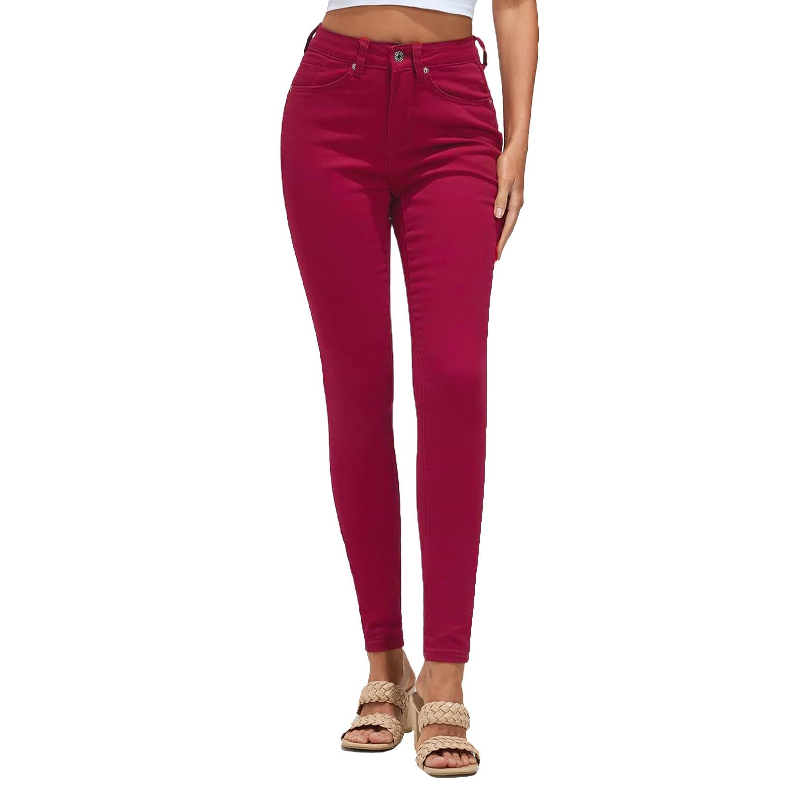 Damen Jeans mit hoher Taille und Po-Lifting-Effekt, Distressed-Stretch, Skinny, sexy kolumbianische Jeans für Damen