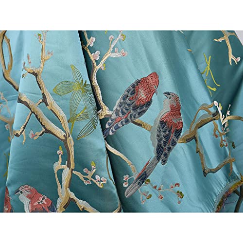 Tela china, tela for vestidos, jacquard verde con pájaros for hacer fundas de almohada, banderas mesa, tapicería for sillas, 150 cm ancho, se vende por metro