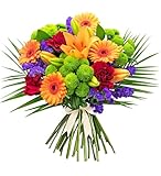 Joyful - Flowers - Next Day Prime Delivery - Lily La Orange bouquet surrounded by Germinis and Carnations - A Stunning Gift for Any Occasion - Brighten someone's day with flowers. (Medium)