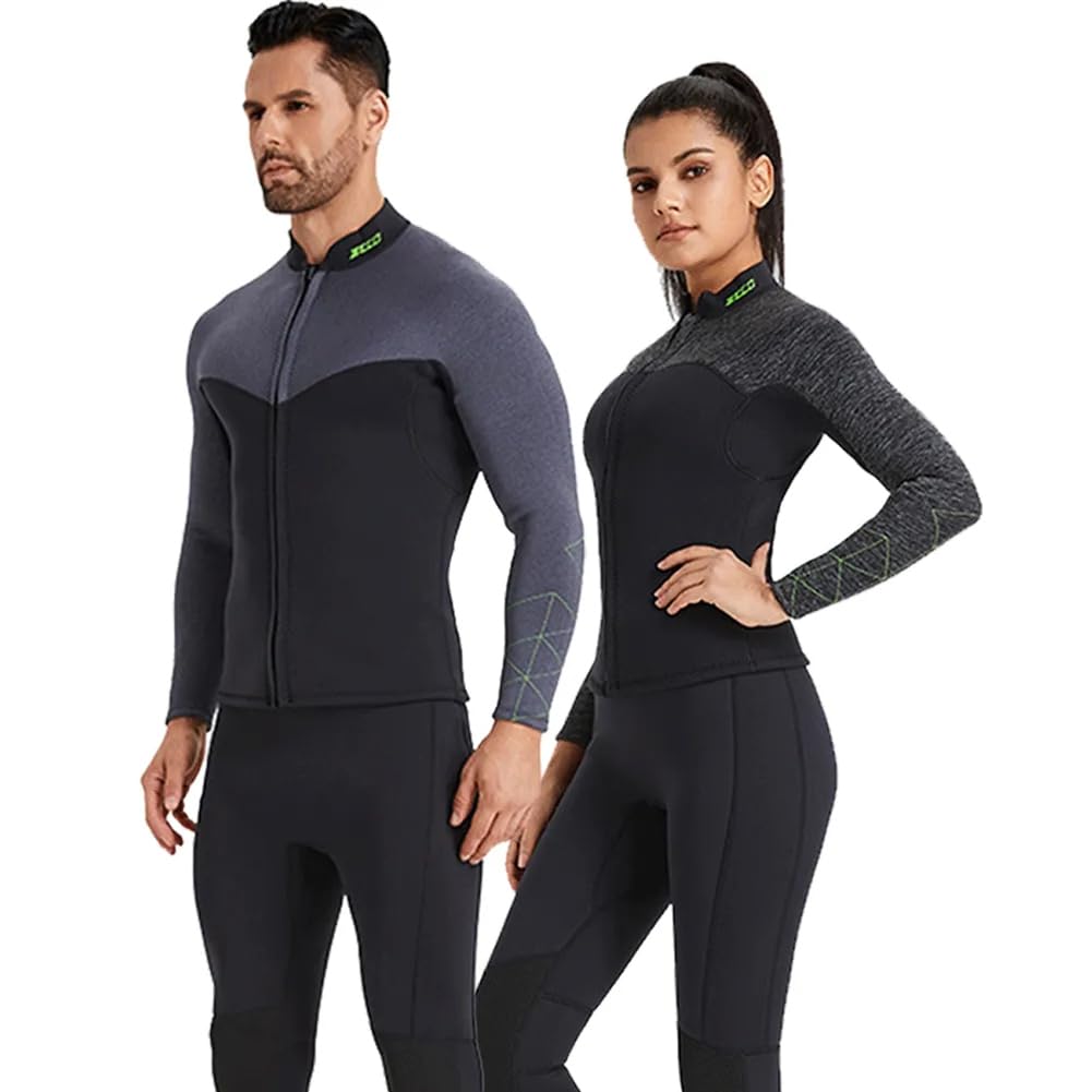 Veste de Combinaison en NéOprèNe de 3 Mm pour Femmes et Hommes, Veste à Manches Longues avec Fermeture éClair Avant pour Rester Au Chaud Lors De La PlongéE en Eau Froide, Le Surf